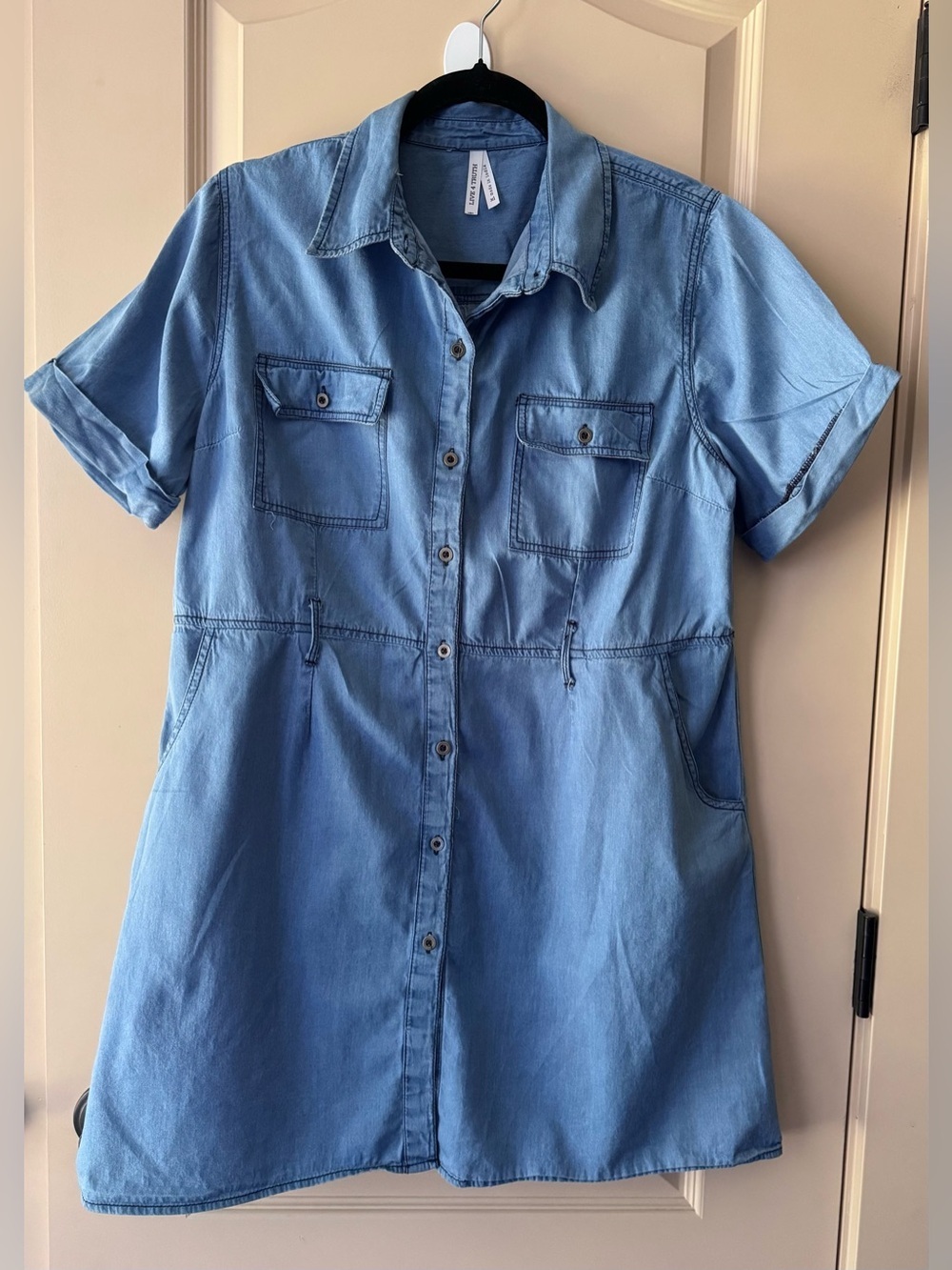Live 4 Truth Medium Blue Denim Shirt Mini Dress